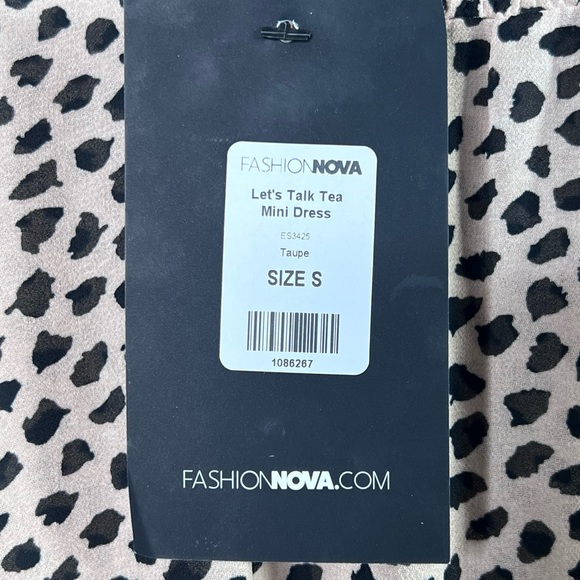 NWT FashionNova Women’s Let’s Talk Tea Mini Dress Taupe Mini Dress Size Small - Picture 10 of 11